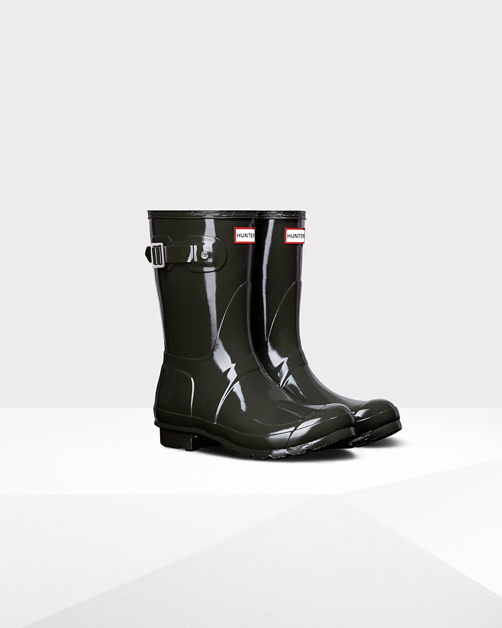 Womens Hunter Original Gloss - Short Rain Boots Dark Olive - 3069-CPSIU